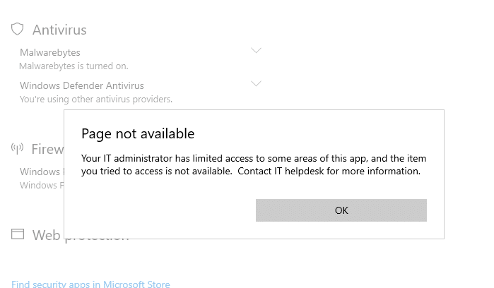 controlled folder access - page not available - it administrator blocked