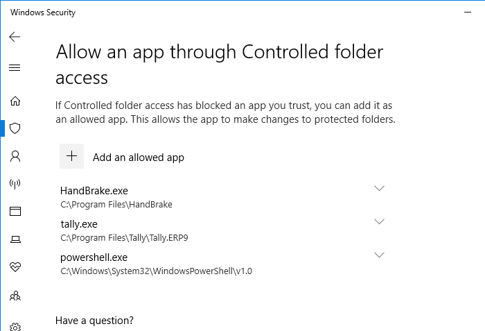 Configure Controlled Folder Access to Stop Unauthorized changes blocked Notifications - allow powershell from recently blocked apps - controlled folder access