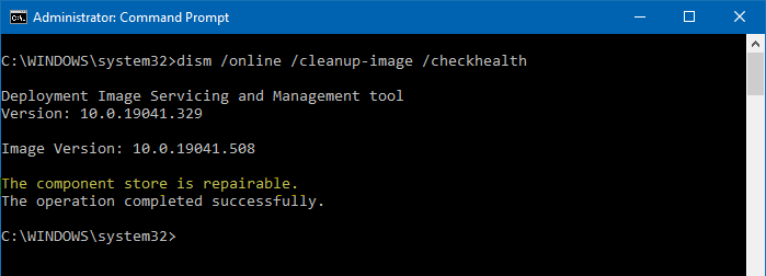 dism checkhealth scanhealth repair