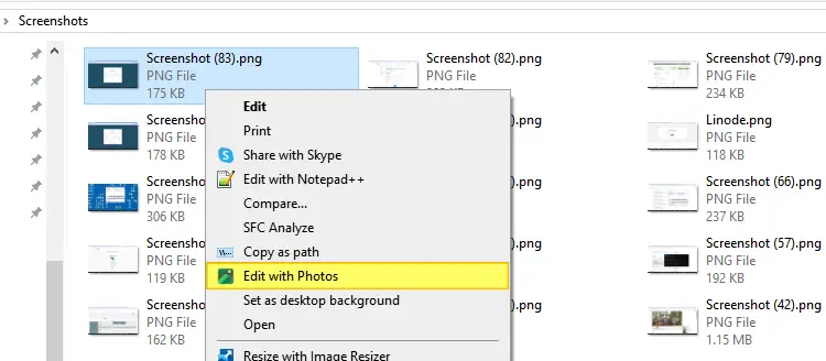 "edit with photos" context menu