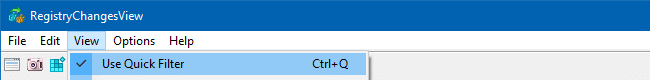 registrychangesview use quick filter