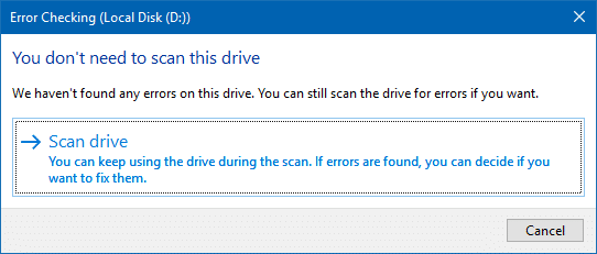 disk error check - scan drive