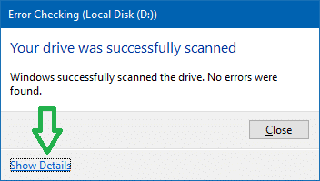 disk error check scan complete