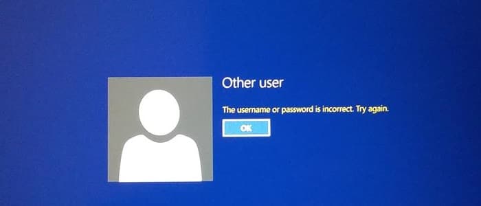 username or password is incorrect windows 10