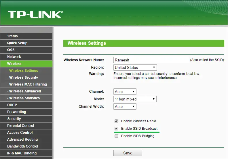 hide ssid in router settings