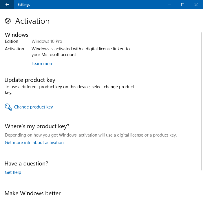 change product key in windows 10