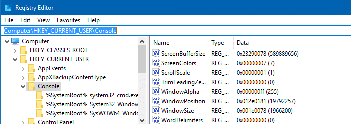 command prompt layout and size defaults