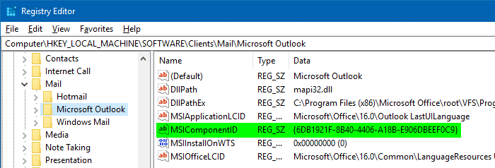 outlook mapi msicomponentid snipping tool error