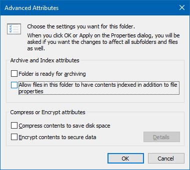 disable contents index for a folder