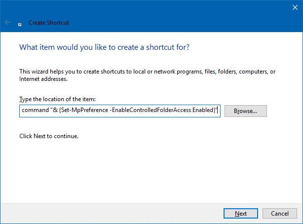 enable disable controlled folder access desktop shortcuts