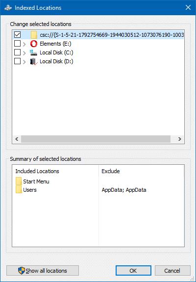 Reset and Rebuild Search Index - search index included locations reset