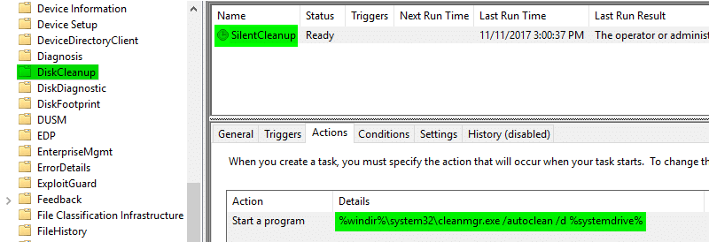 silentcleanup task scheduler automatic maintenance