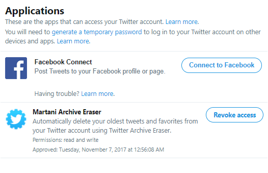 twitter application access permissions 