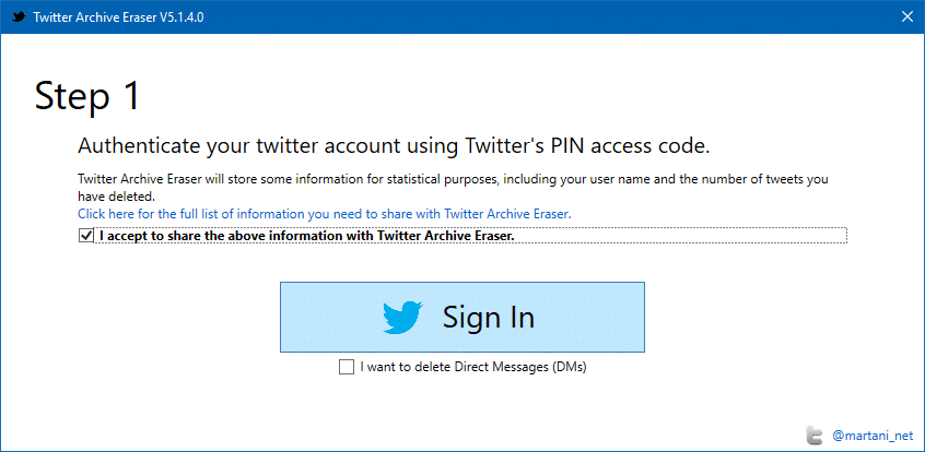 twitter archive eraser sign in