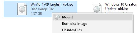 смонтировать iso-файл в контекстном меню