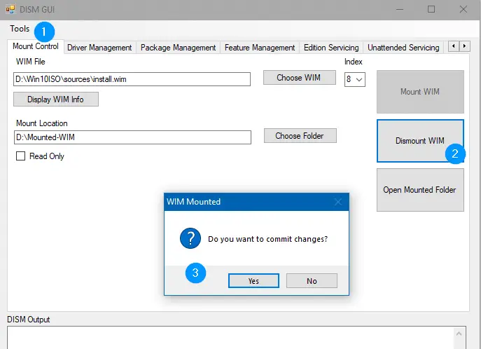 dism gui commit wim image changes