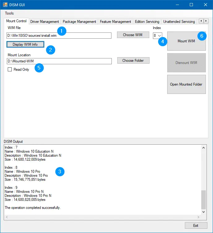 dism gui mount wim image