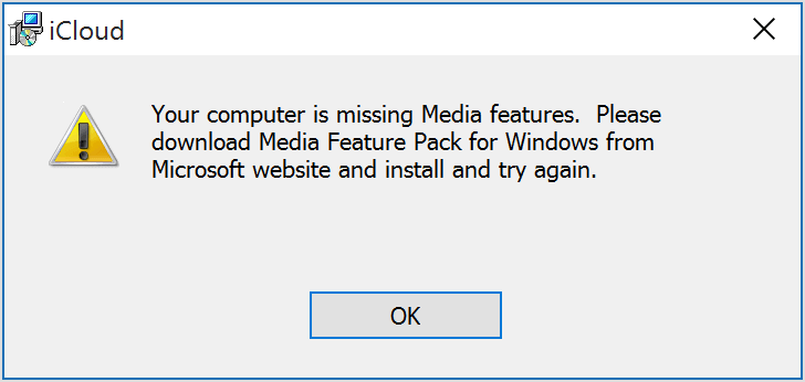 icloud missing media features windows
