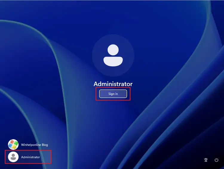 sign-in as built in administrator in safe mode