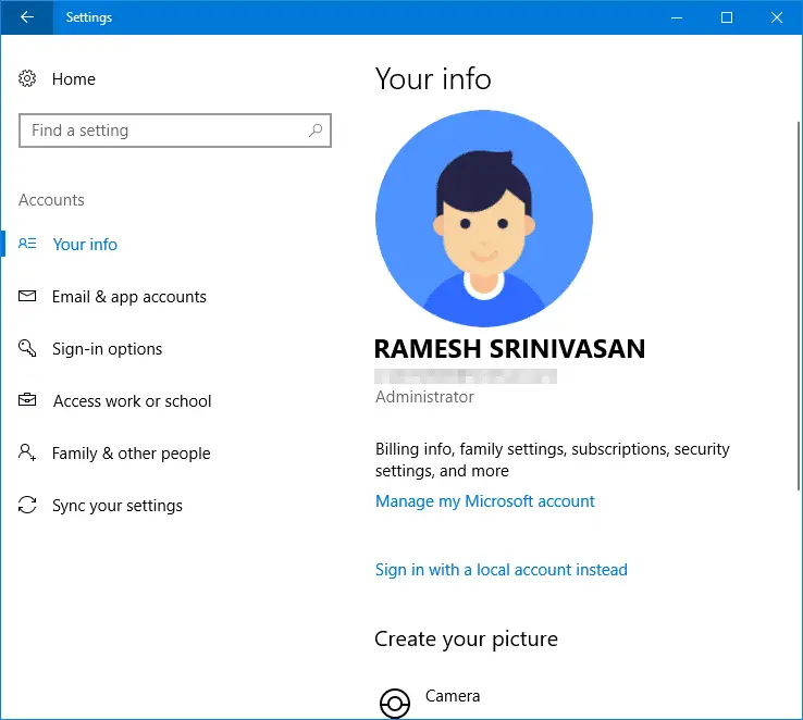 windows account picture windows account picture