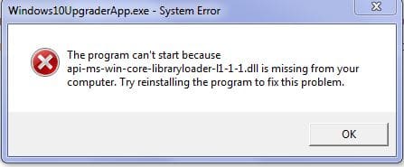 api-ms-win-core-libraryloader-l1-1-1.dll error windows 10 upgrade