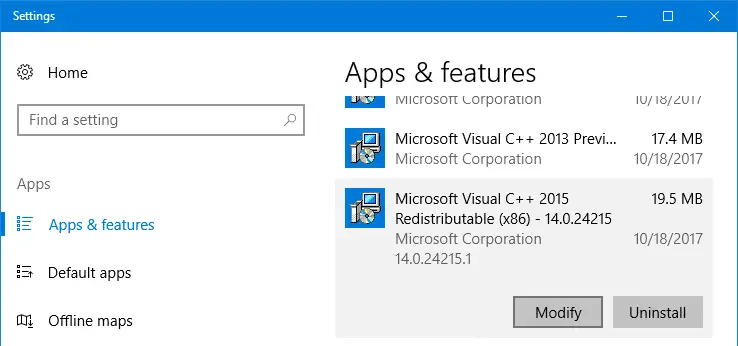 visual c++ redistributable runtime repair