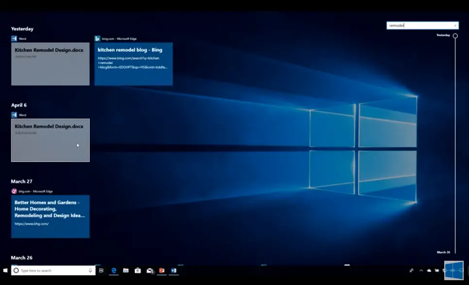 windows 10 timeline feature