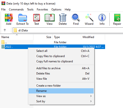 winrar delete stubborn file or folder