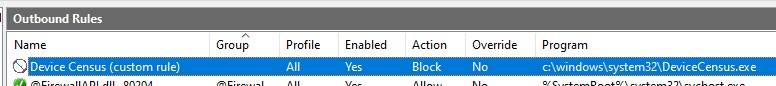 devicecensus.exe block using firewall outbound rule