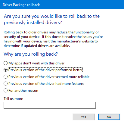 device manager driver rollback