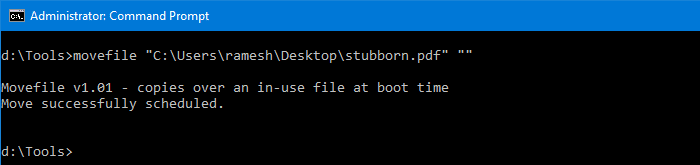 movefile - delete file or folder on reboot
