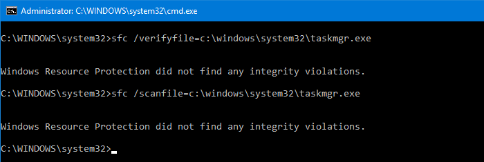 sfc scan taskmgr.exe file integrity