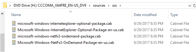 .net framework error - iso sources sxs