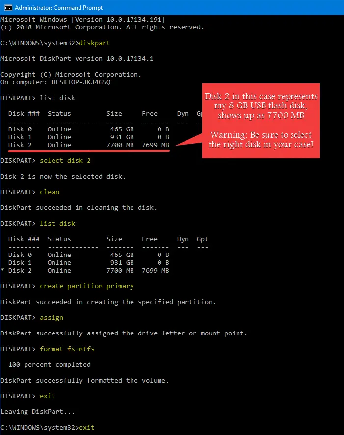 media creation tool error 0x80004005 - 0xA001A diskpart