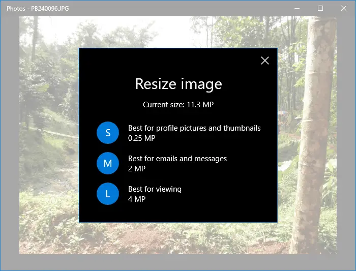 resize images photos app - three choices