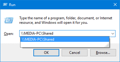 run dialog unc file path network