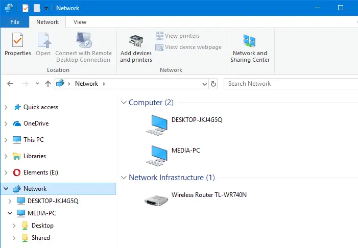 this pc - network - list of computers