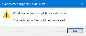zip files error 0x80004005