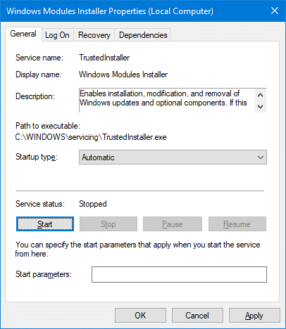windows modules installer automatic start