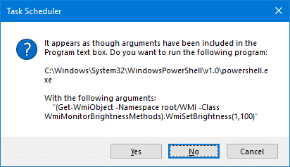 powershell set brightness cmdlet task scheduler