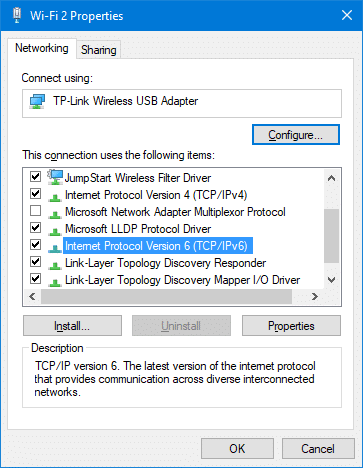 enable ipv6 network properties