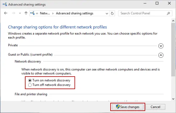 turn on network discovery - wi-fi networks not showing