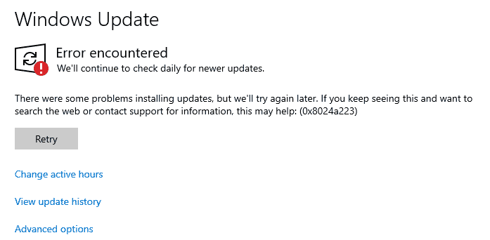 Windows Update Error 0x8024a223