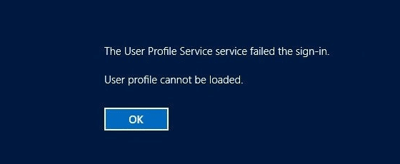 The User Profile Service service failed the sign-in