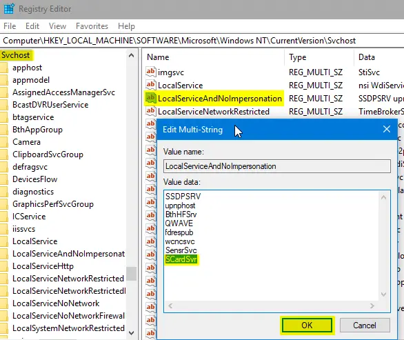 исправление ошибок служб 1083 и 1053 - редактор реестра Windows