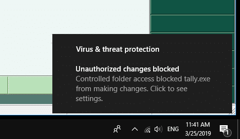unauthorized changes blocked - controlled folder access