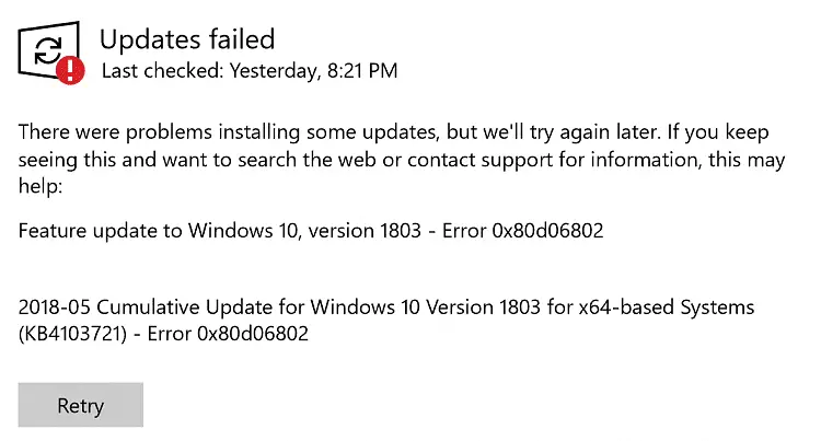 windows update error 0x80d06802 solution