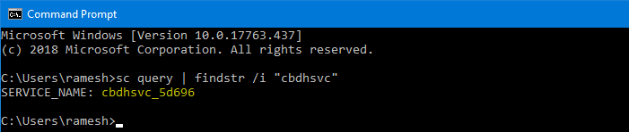 clipboard user service name - cmd prompt