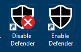 windows defender enable or disable using shortcut command-line