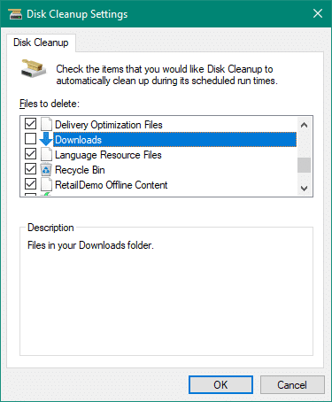disk cleanup downloads folder